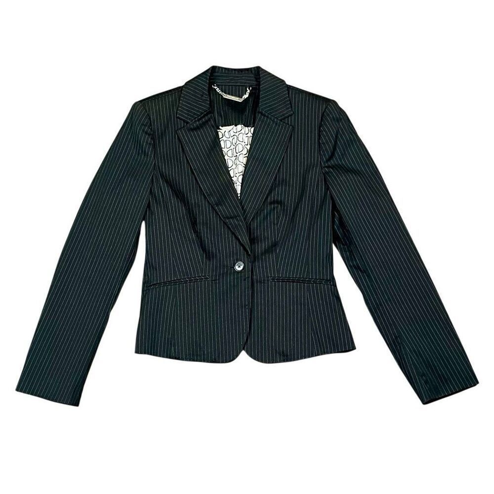 White House Black Market Pinstripe 1 Button Jacket Blazer 8